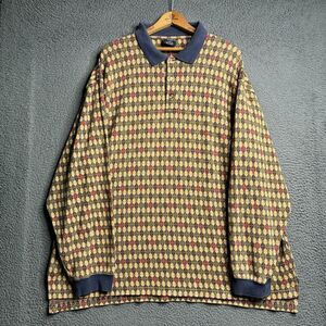 Vintage Cambridge Classics Argyle Diamond Rugby Polo Shirt Men’s 2XL Long Sleeve